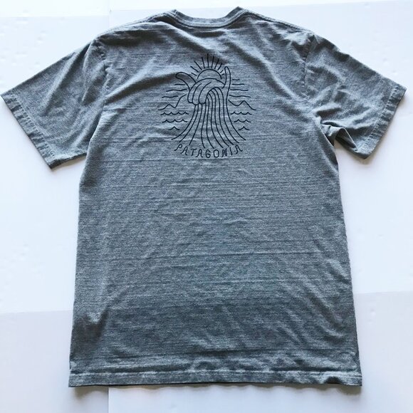 PATAGONIA Shaka Wave Responsibili-T-Shirt Gray Short Sleeve Mens Medium - Picture 3 of 7